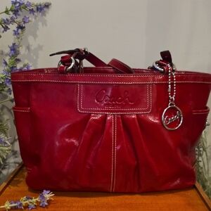 Coach Red Patent Leather East West Gallery Tote #13761
